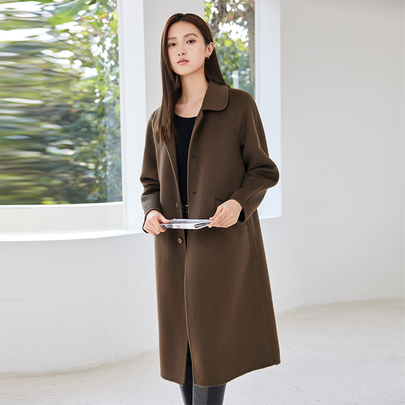 纯羊毛双面呢大衣中长款毛呢外套