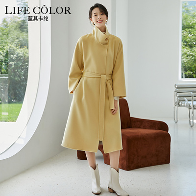 羊毛复古风手缝双面呢子大衣