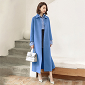 赫本风气质直筒秋冬加厚100纯羊毛双面呢大衣女长款 小个子显高