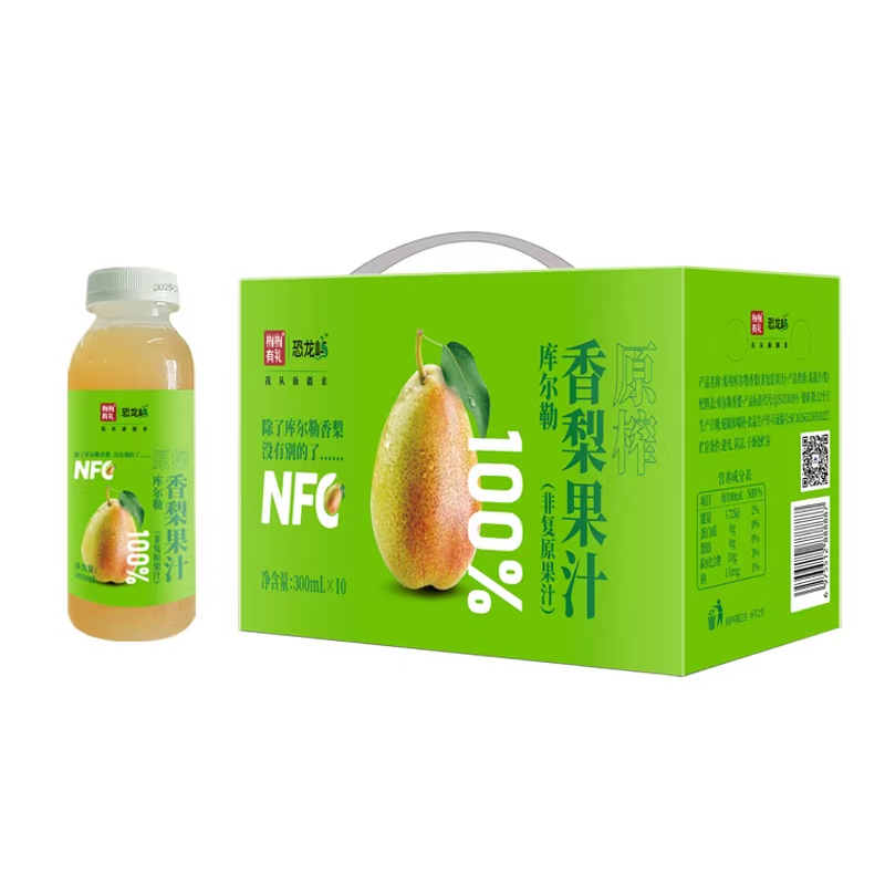 新疆恐龙屿原榨库尔勒香梨果汁NFC非复原 100%纯果汁300ml*10瓶