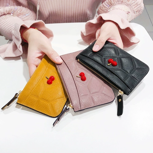 Короткий маленький бумажник, сумка через плечо, кошелек с молнией, ультратонкие монеты, коллекция 2021, из натуральной кожи, простой и элегантный дизайн