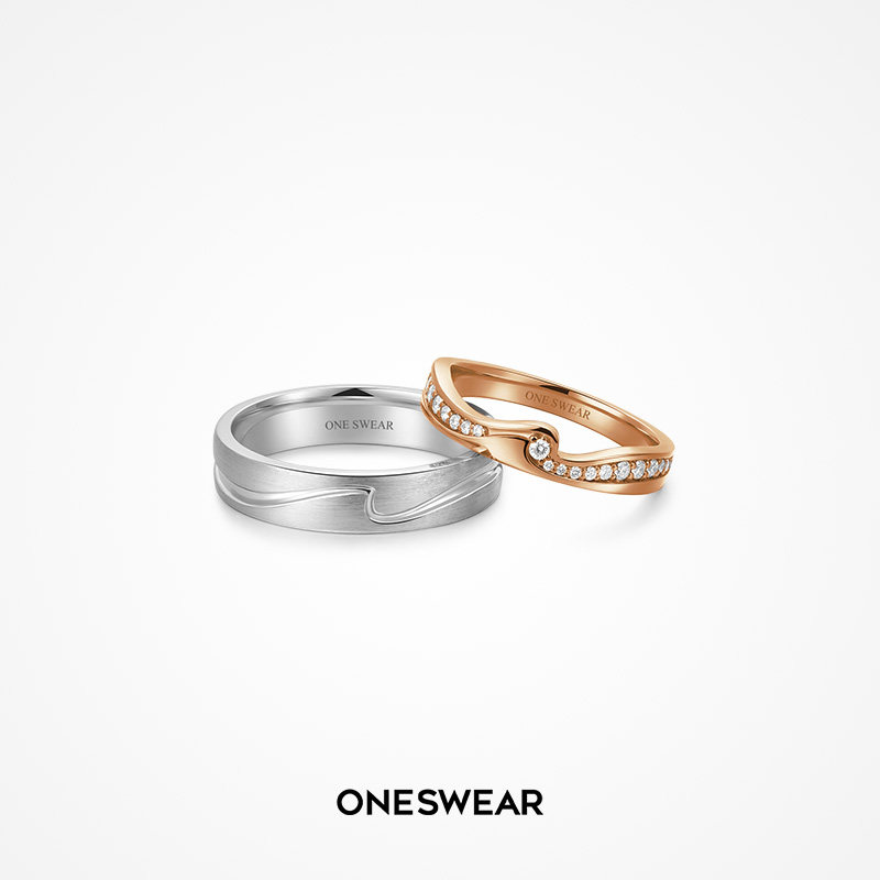 梵誓潮汐简约结婚对戒定制婚戒