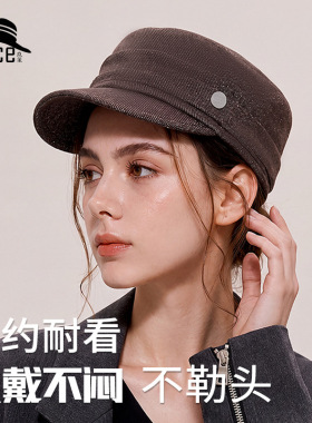 帽子工厂老钱风复古褶皱平顶牛仔马术帽女小众洋气穿搭推荐鸭舌帽