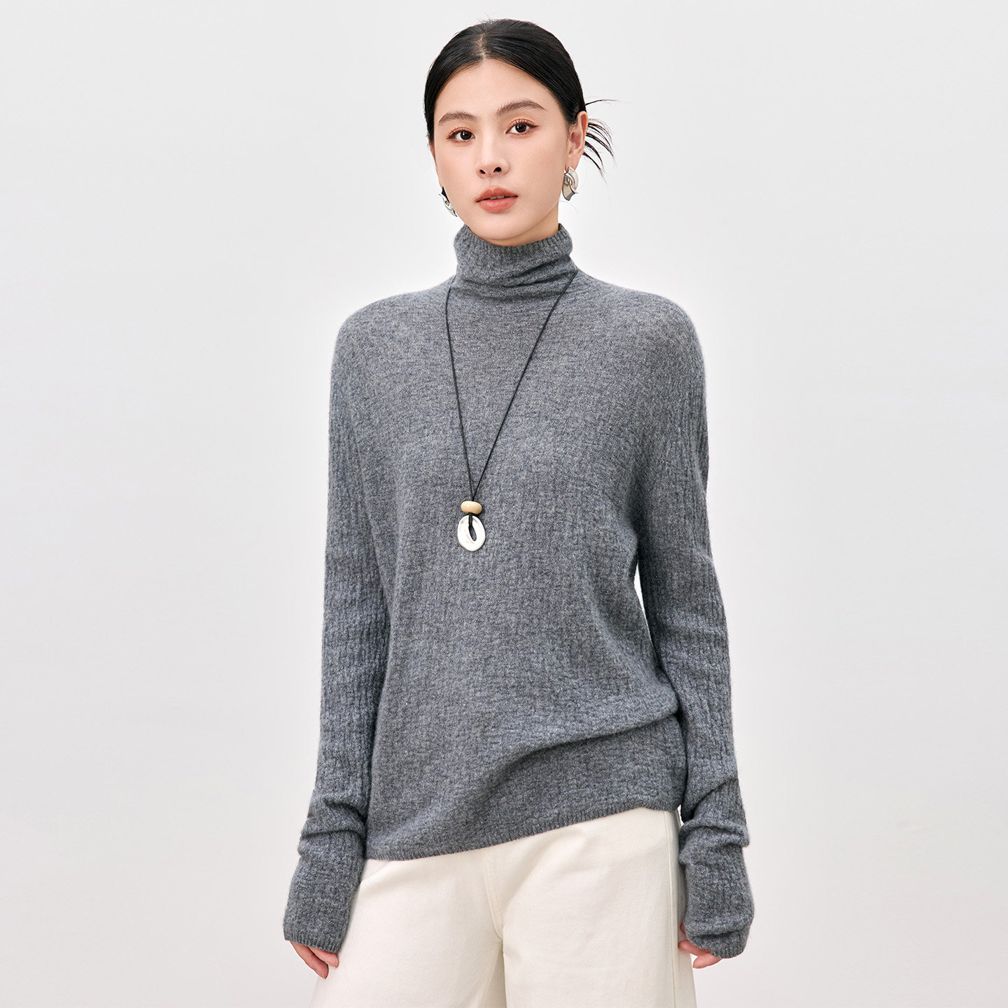 水墨佳人山羊绒羊绒衫女2025春季新款高端多色高领套头针织衫上衣
