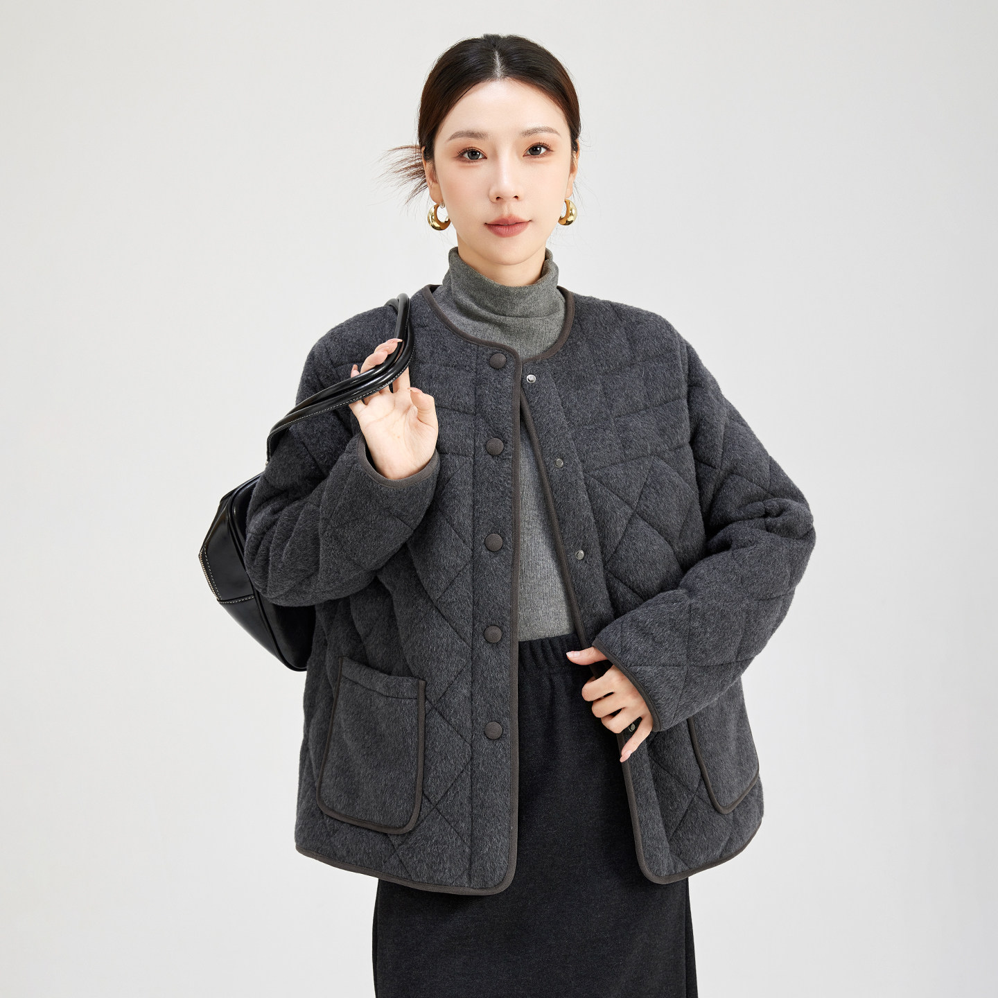 绵羊毛90鹅绒无领羽绒服女圆领菱形加厚保暖外套时尚百搭女士上衣,女装/女士精品,羽绒服,淘宝优惠券,粉丝福利购,淘宝优惠卷