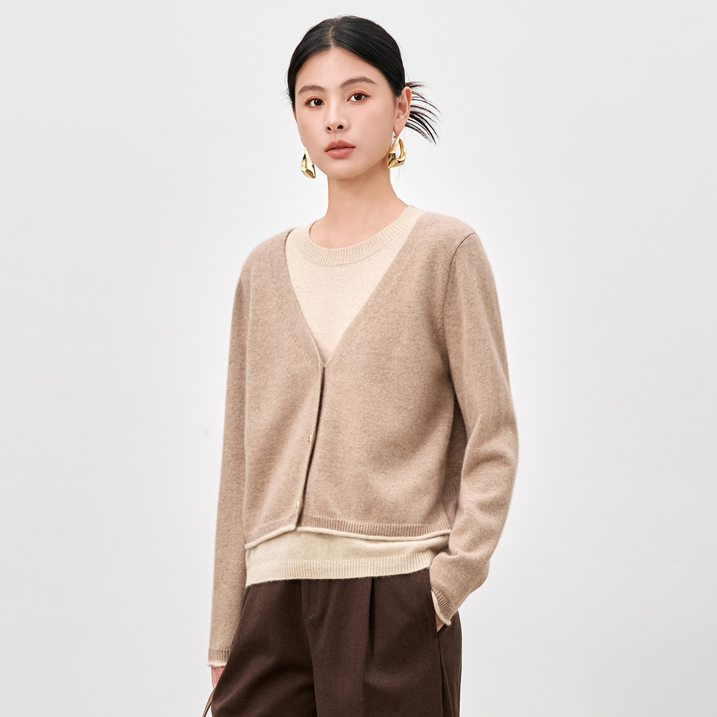 水墨佳人百分百山羊绒针织衫羊绒衫女2025秋冬季新款宽松显瘦开衫