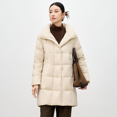 90白鹅绒新款加厚中长款羽绒服