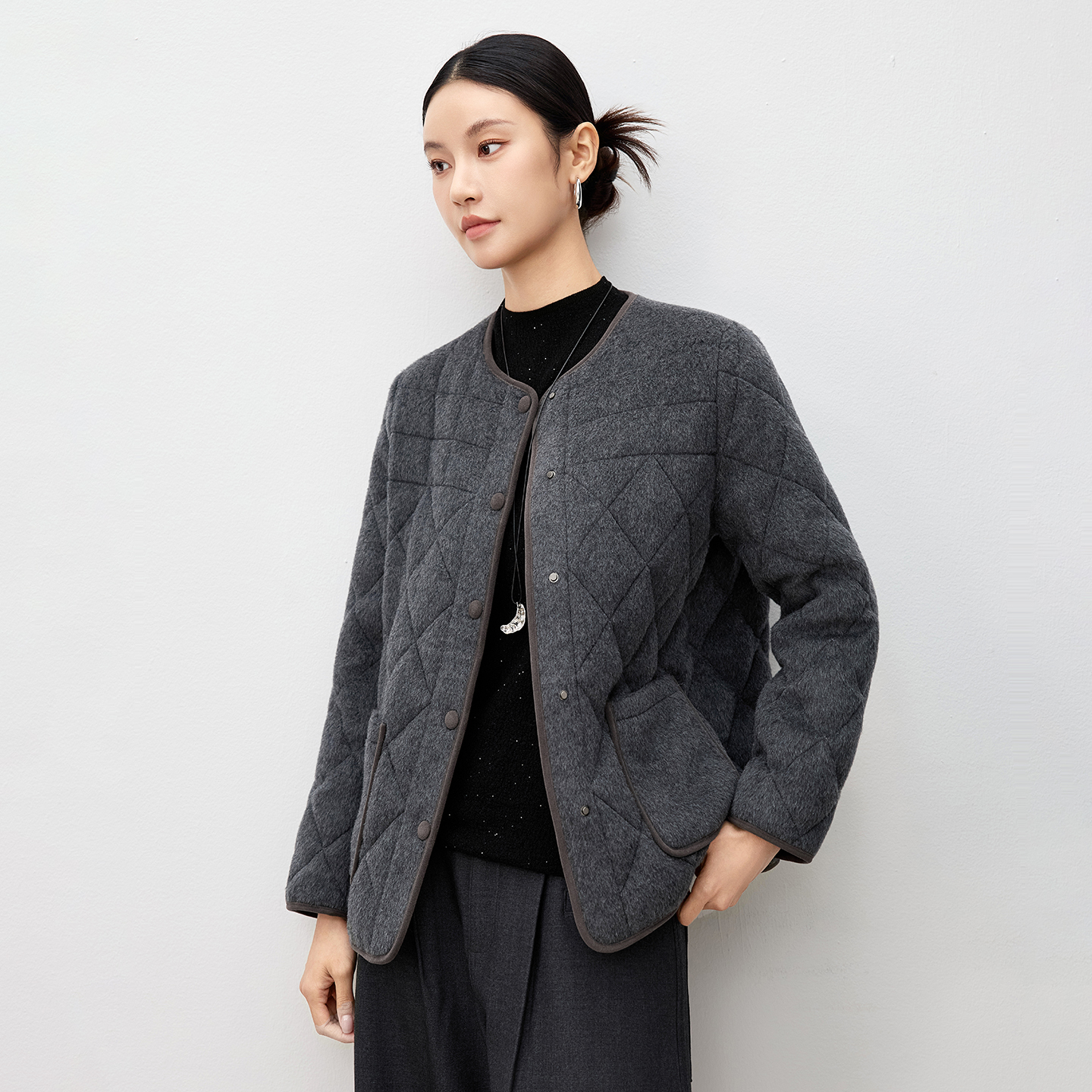 绵羊毛混纺90鹅绒加厚女羽绒服