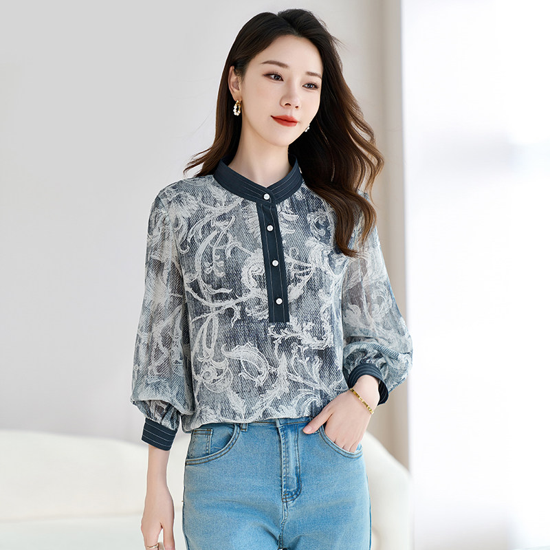 水墨佳人2025春夏新款杭州丝绸长袖印花桑蚕丝双绉小衫T恤衬衫女,女装/女士精品,衬衫,淘宝优惠券,粉丝福利购,淘宝优惠卷