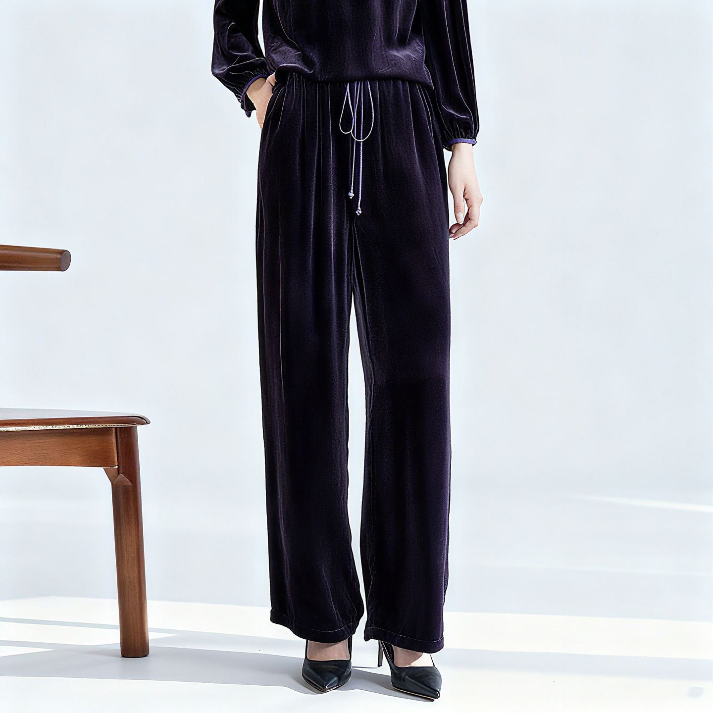 水墨佳人2025新款真丝休闲裤