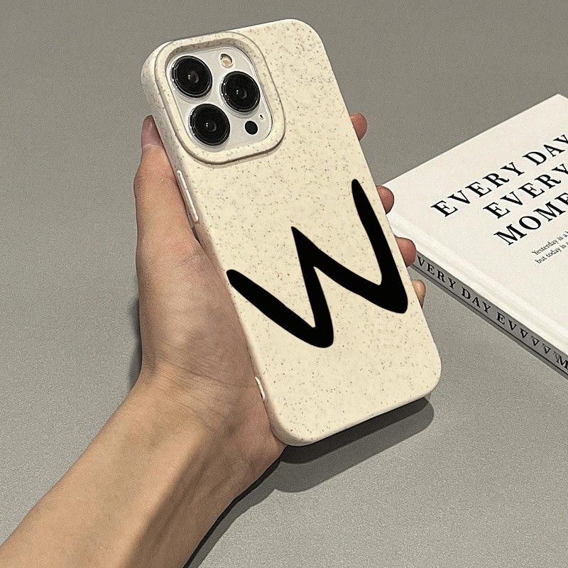 简约字母情侣可降解手机壳适用苹果16promax硅胶iPhone15pro高级感14plus情侣13Pro小清新12/11保护壳XR/X/8P