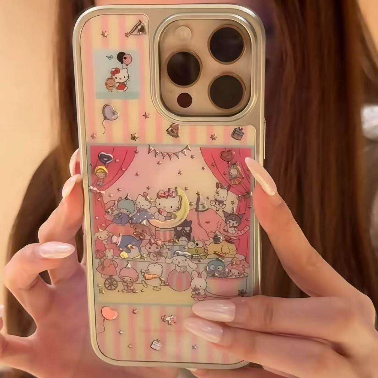 电镀玻璃鎏金ins风适用iPhone17promax手机壳苹果15/16/14pro卡通红米K90/80可爱小米17/15/14防摔13保护壳女