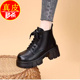 真皮厚底马丁靴女2025年爆款 小个子增高短靴粗跟加绒百搭显瘦女鞋