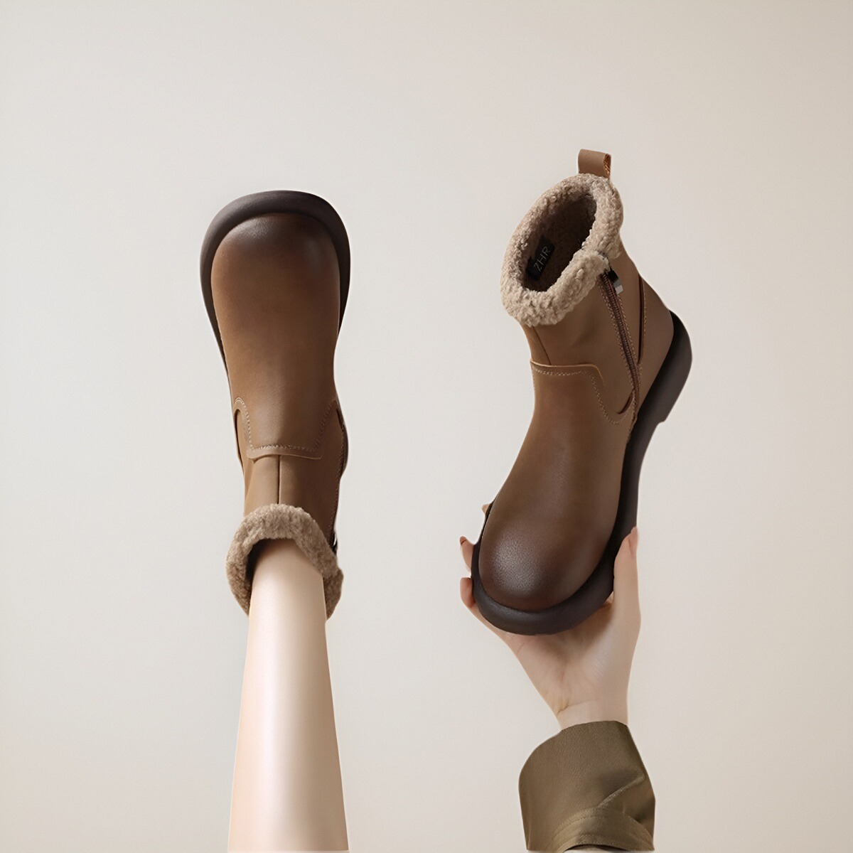 马丁靴加绒短靴保暖羊羔毛棉鞋