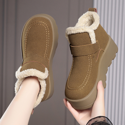 品牌厚底防滑皮毛一体雪地靴棉鞋