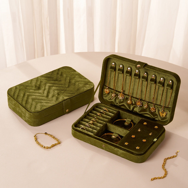2025新款高级感绒布珠宝收纳盒项链耳钉耳环多功能丝绒首饰,收纳整理,首饰盒,淘宝优惠券,粉丝福利购,淘宝优惠卷