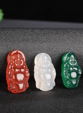 冰种玉髓玛瑙儿童大肚佛挂件吊坠