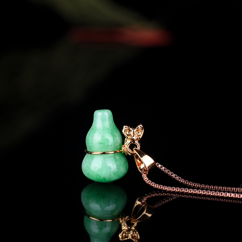 a货翠玉挂件葫芦女款项链吊坠
