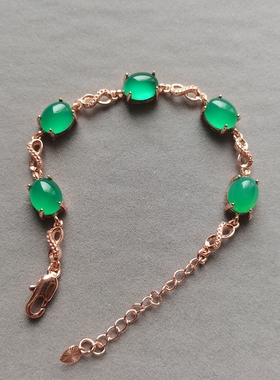 天然冰种玛瑙翠绿色玉手链