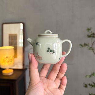 手绘青竹复古青花泡茶壶小容量手工茶壶功夫茶具家用带过滤孔小壶