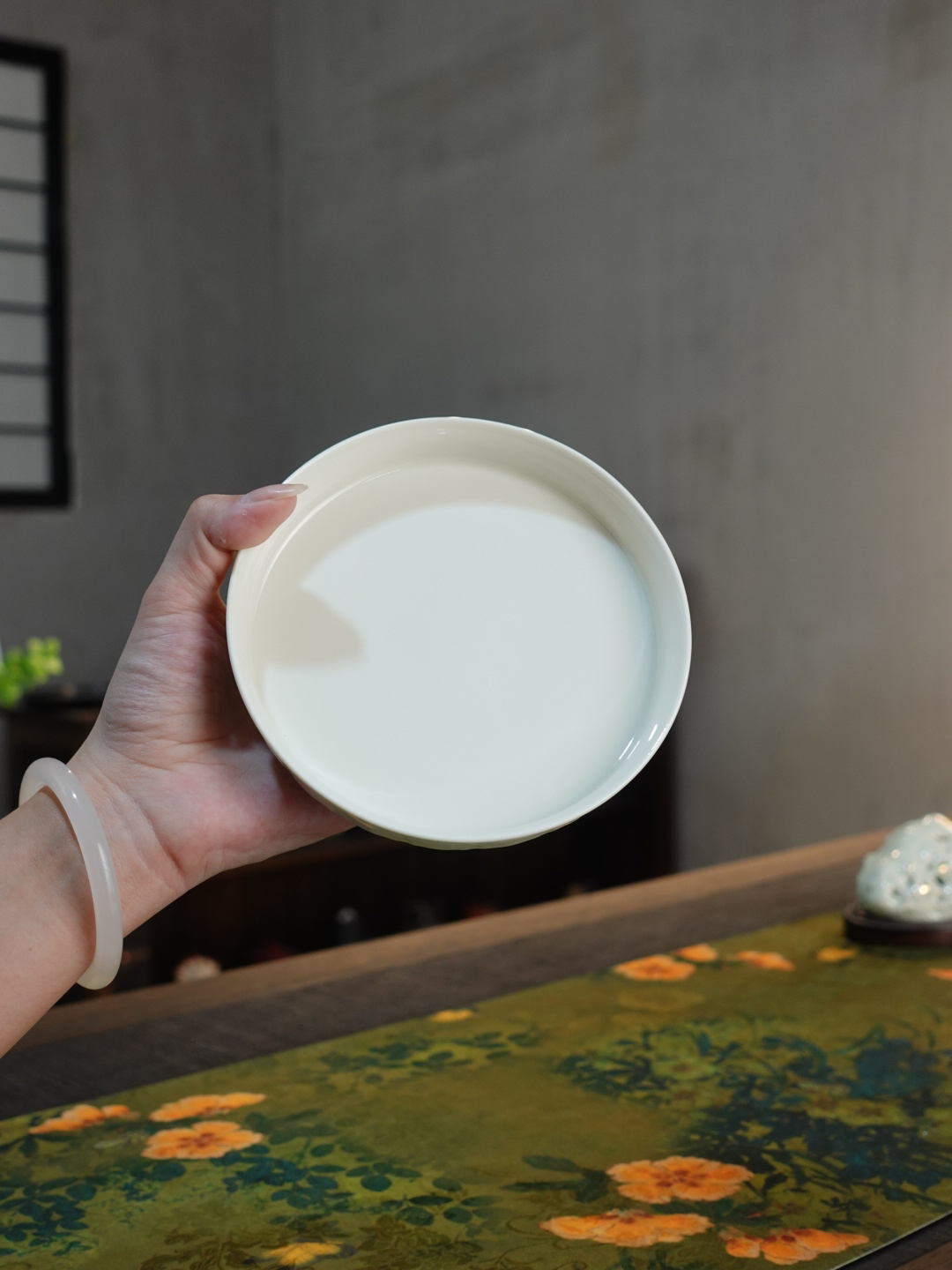 仿宋定窑白陶瓷盖碗茶杯功夫茶具三才大容量防烫手家用莲花泡茶碗