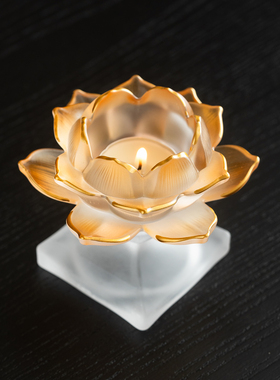 琉璃莲花蜡烛台新中式禅意茶道装饰室内莲花香薰蜡烛灯座佛台供灯