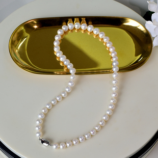 8-9mm近正圆淡水珍珠项链妈妈款送长辈天然珍珠颈链女母亲节礼物