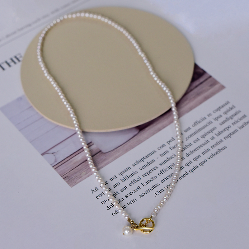 淡水珍珠项链14K包金OT扣锁骨链