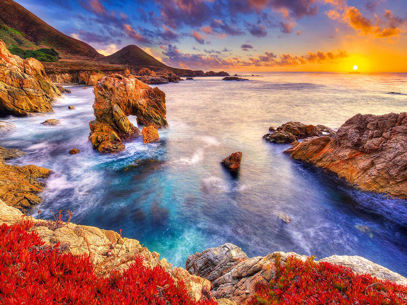 diy数字油画自己上填色海边滩唯美晚霞落日礁石夕阳家居装饰新款