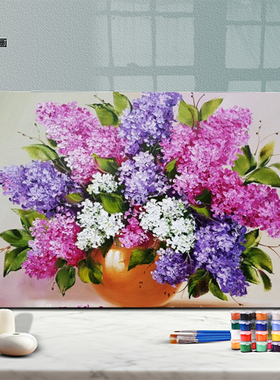DIY数字油画自己上填色窗前花薰衣草花海紫色的浪漫家居装饰新款