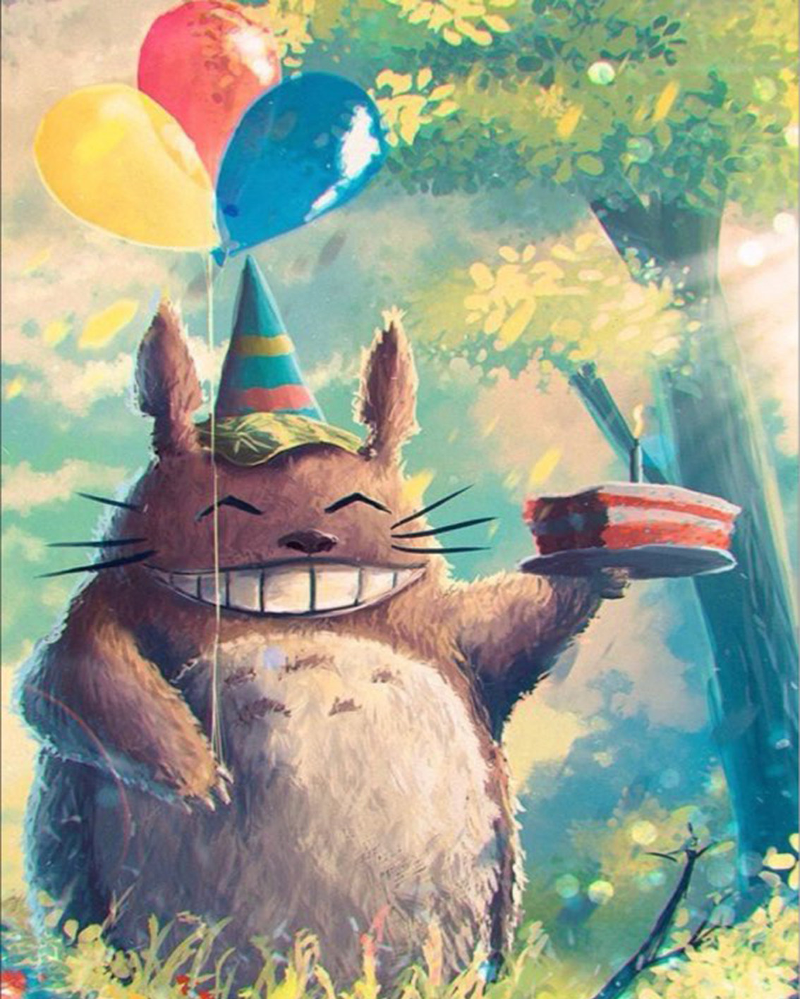 diy数字油画自己填色材料包宫崎骏动漫画龙猫卡通儿童场景装饰画