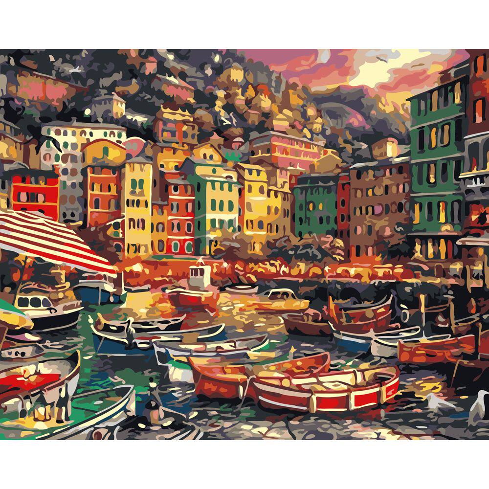 diy数字油画自己填色材料包欧式城市街角巴黎海事旅店阿姆斯特丹