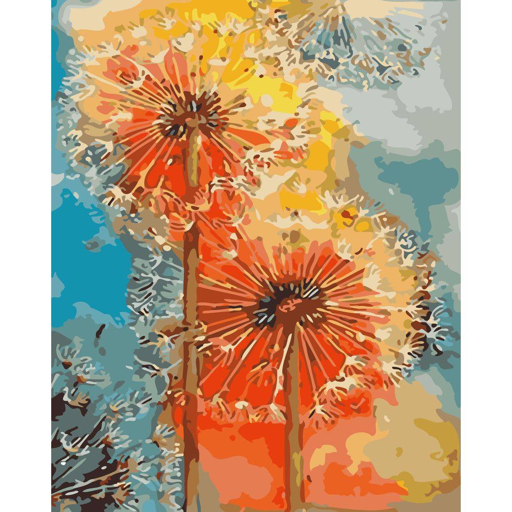 diy数字油画自己填色材料包抽象艺术花卉蒲公英盛放的春天装饰画