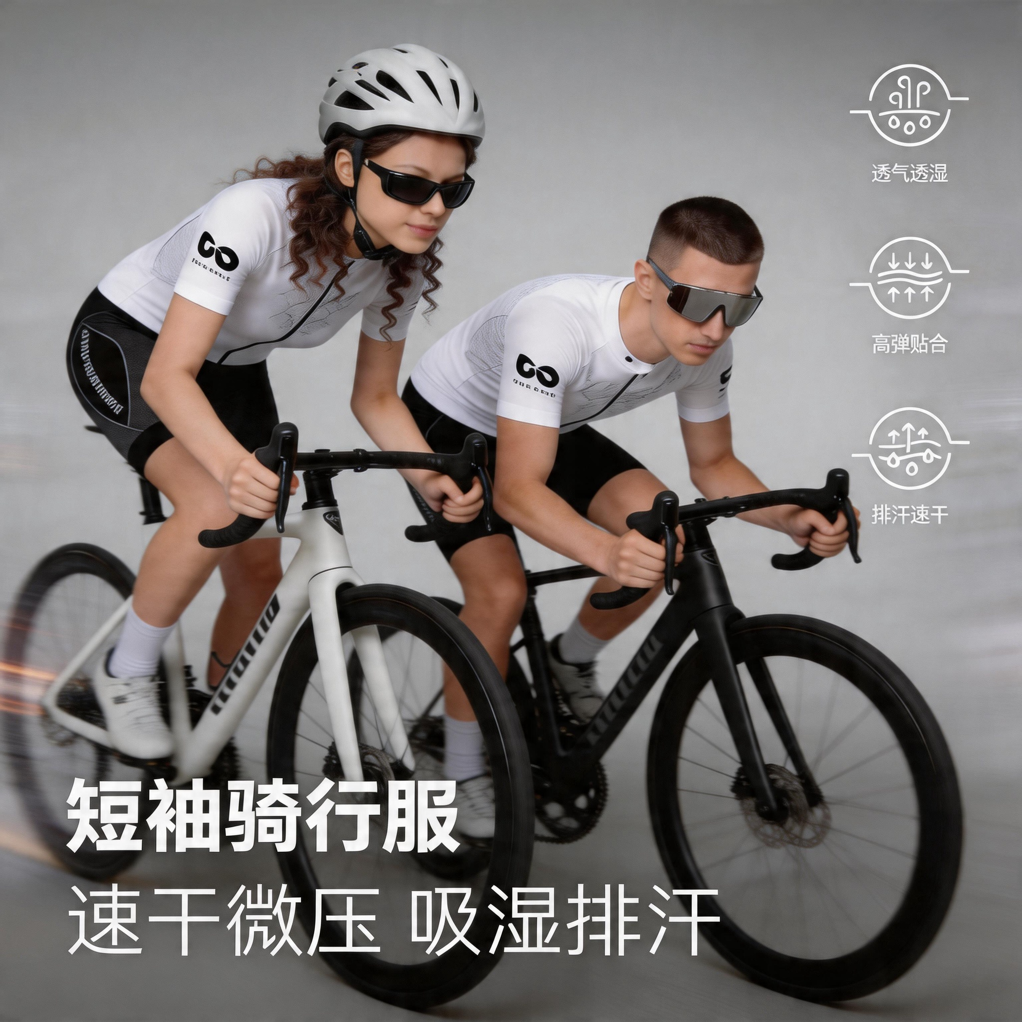 骑行服2026春夏新款女款公路自行车男士速干短裤上衣休闲短袖套装