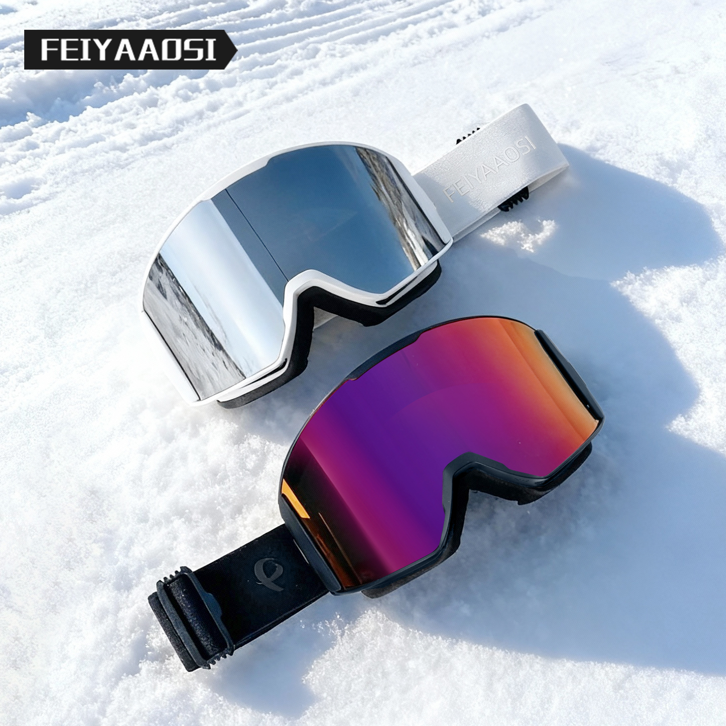 雪镜滑雪眼镜护目镜女款可戴近视男专业变色开窗防雾女生专用装备