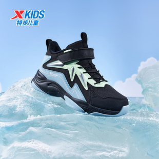 特步儿童2025秋季新款男童鞋运动鞋加绒二棉高帮保暖棉鞋防滑鞋男