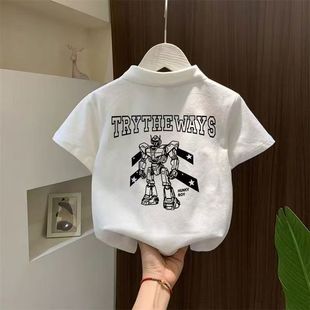 polo领纯棉儿童卡通印花短袖 t恤夏季 洋气男女童上衣T休闲中大童装