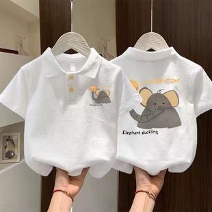 儿童上衣T polo衫 男女童纯棉洋气卡通吸汗短袖 2025夏季 中大童韩版