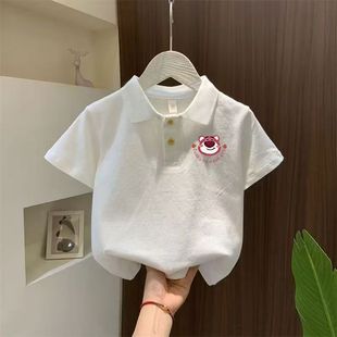 儿童纯棉中大童洋气短袖 装 polo衫 夏季 吸汗上衣 男女童韩版 卡通韩版