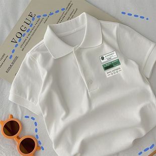 上衣 纯棉polo衫 儿童中大童洋气短袖 t恤夏吸汗韩版 男女童卡通薄款