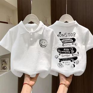 卡通儿童装 男女童polo衫 中大童韩版 纯棉洋气吸汗短袖 上衣T t恤新款