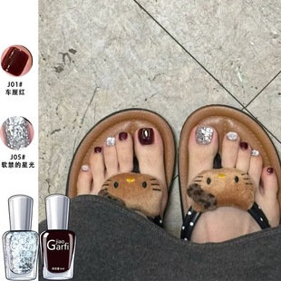 车厘子红脚指甲油爆闪亮晶晶免烤可撕拉显白2025年新款 脚趾美甲