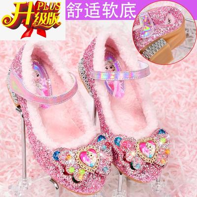 公主鞋女童水晶鞋高跟单鞋