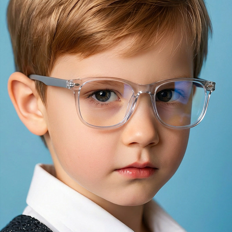 儿童方框硅胶男防蓝光无度数平光镜小孩复古女看手机玩游戏护眼镜