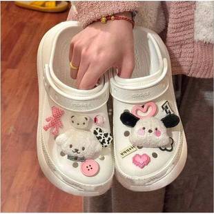 洞洞鞋crocs配饰鞋花甜酷五角星粉色可爱链条女款鞋扣可拆卸