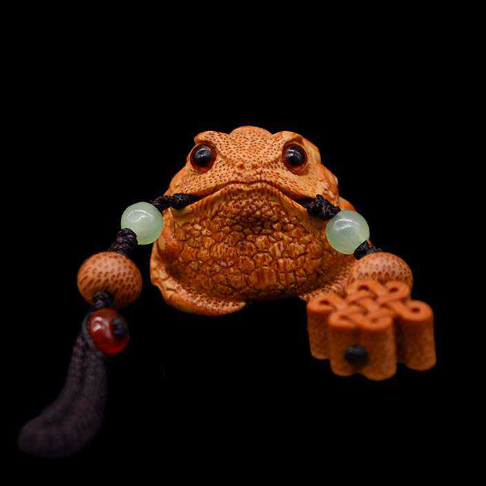 竹雕精品名家张念超本工老竹根雕鹰嘴金蟾手把件满钉呱呱一把抓.