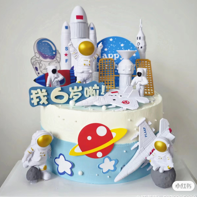 宇航员蛋糕摆件太空人航天火箭