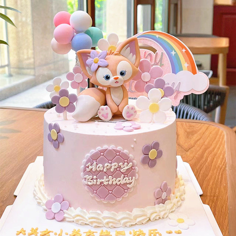玲娜贝尔蛋糕装饰摆件粉色小狐狸川沙妲己女孩生日派对装扮插件