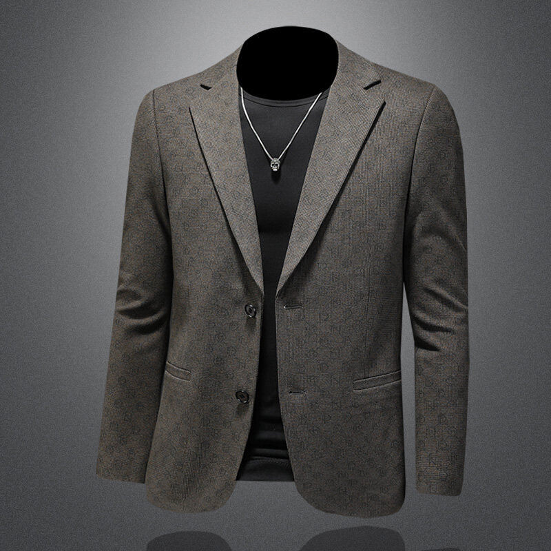 春款XZ88026/P175羊毛混纺西服外套男商务休闲单西上衣暗纹绒帅气