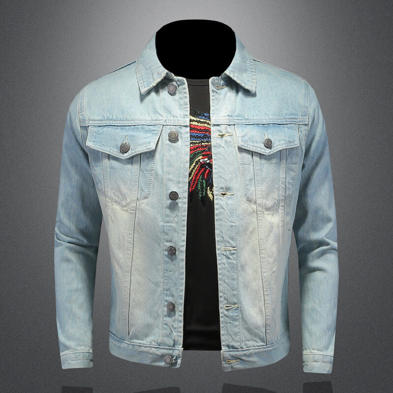 730/8007/P145 重磅浅色牛仔外套男士潮流牛仔衣 春款大货主推